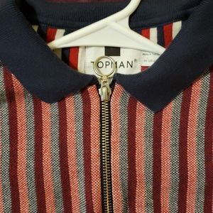 Men shirt. Navy red white stripes.